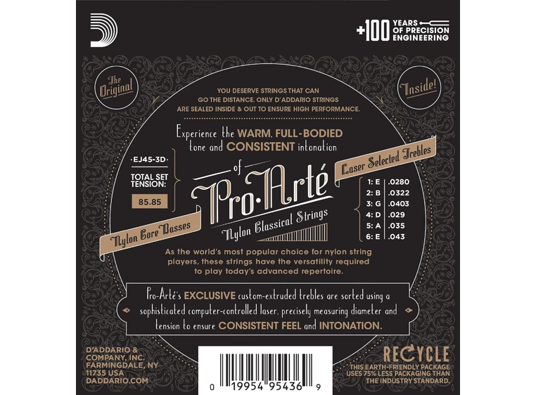 D'addario EJ45-3D Pro Arté Normal 3 Pack 